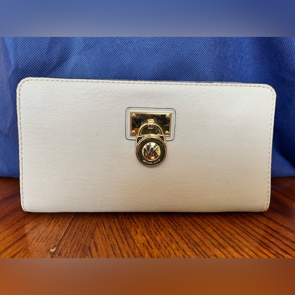 Michael Kors Cream Wallet with Gold Accents